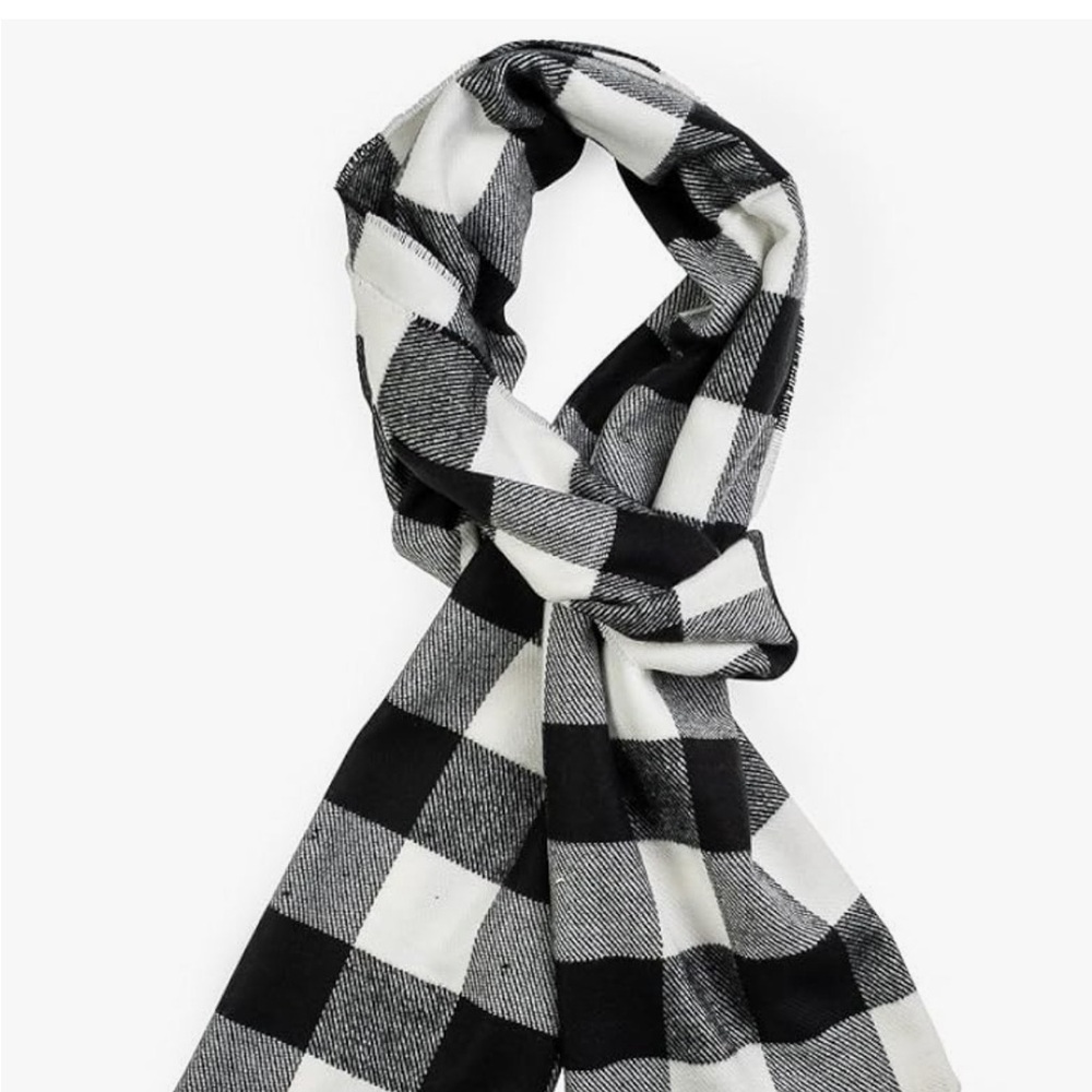 Scarf-Super-Soft, Black and White Buffalo Checkered-NWOT